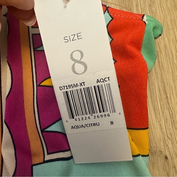 NWT Donna Morgan Maisie Pleated Maxi Sundress Aqua Citrus size 8 - Picture 13 of 15